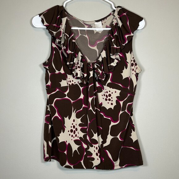 Worthington Tops - brown & purple flower blouse